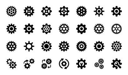 Gear icon set. Mechanical gears icon. Vector illustration