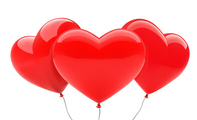Fototapeta na wymiar 3d red heart vector illustration. 3D shaped glossy heart balloons decoration element.