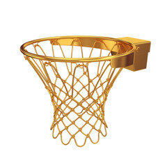 Fototapeta na wymiar Basketball rim gold side view on a white background, 3d render