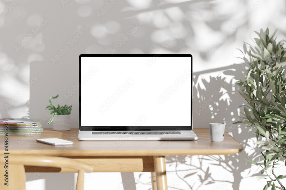 Poster homeworking office with device - 3d rendering