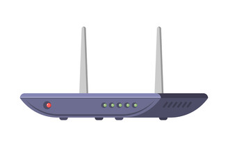 Wi fi router wireless internet connection access with indicators and two antennas isometric icon vector illustration. Computer network wifi communication switch cyberspace wave data net link isolated