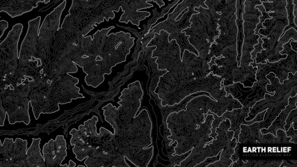 Vector abstract earth relief map. Generated conceptual elevation map.