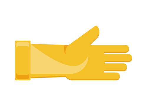 Yellow rubber glove for hands protection gardening agriculture work isometric icon vector illustration. Hygienic fingers arm protective equipment safety wear. Latex skin care protective equipment