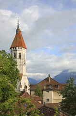Fototapeta premium Stadtkirche - Reformierte church at Thun. Switzerland