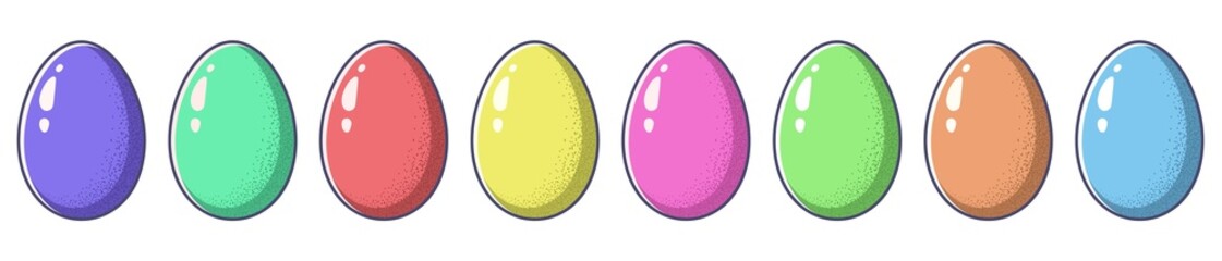 Pastel multicolored easter eggs set, holiday vector illustration elements for your festive design