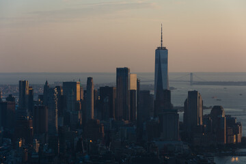 Skyline of downtown New York from the Edge viewpoint located at 30 Hudson Yards