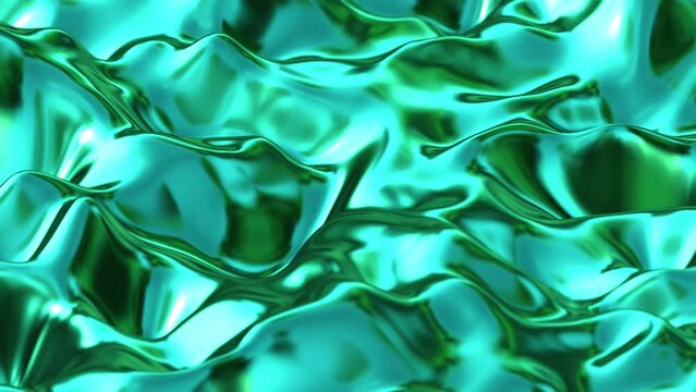 Green Metallic Lame Fabric Surface Waves