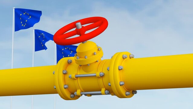 3D Render of Nord Stream 2 gas pipeline building between Russia and Germany. Gas economic war between the Ukraine and Russia