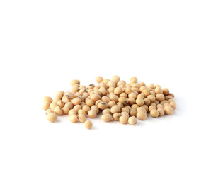 Soybeans seeds or soya bean  isolated on white background.