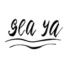 Hello Summer, Sunshine Hand drawn lettering design for apparel and stickers. Vitamin Sea modern brush calligraphy. Funny motivational quotes.