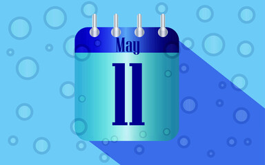 11 May. Calendar icon for day of the month in water with bubbles