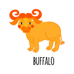 Buffalo clipart. African animal vector illustration isolated on white background