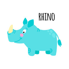 rhino clipart. African animal vector illustration isolated on white background