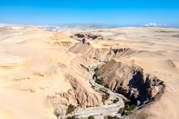 Aerial view of the Canyon of the Lost or Canyon del Zapa in Ica, Peru