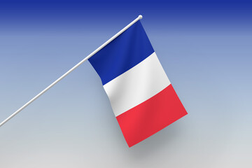 3d illustration. A beautiful view of France flag on a gradient background.