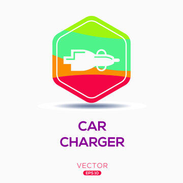 Creative (Car charger) Icon, Vector sign.