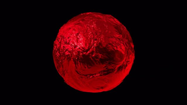Glossy Red Metal Liquid Ball Alpha Overlay Loop