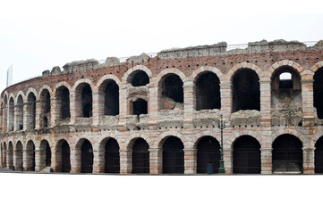 Image of the ancient Arena clipped and isolated on white. Verona, Italy.