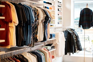 Obraz premium Any season, weve got you covered. Shot of an empty clothing boutique with the latest clothing selection.