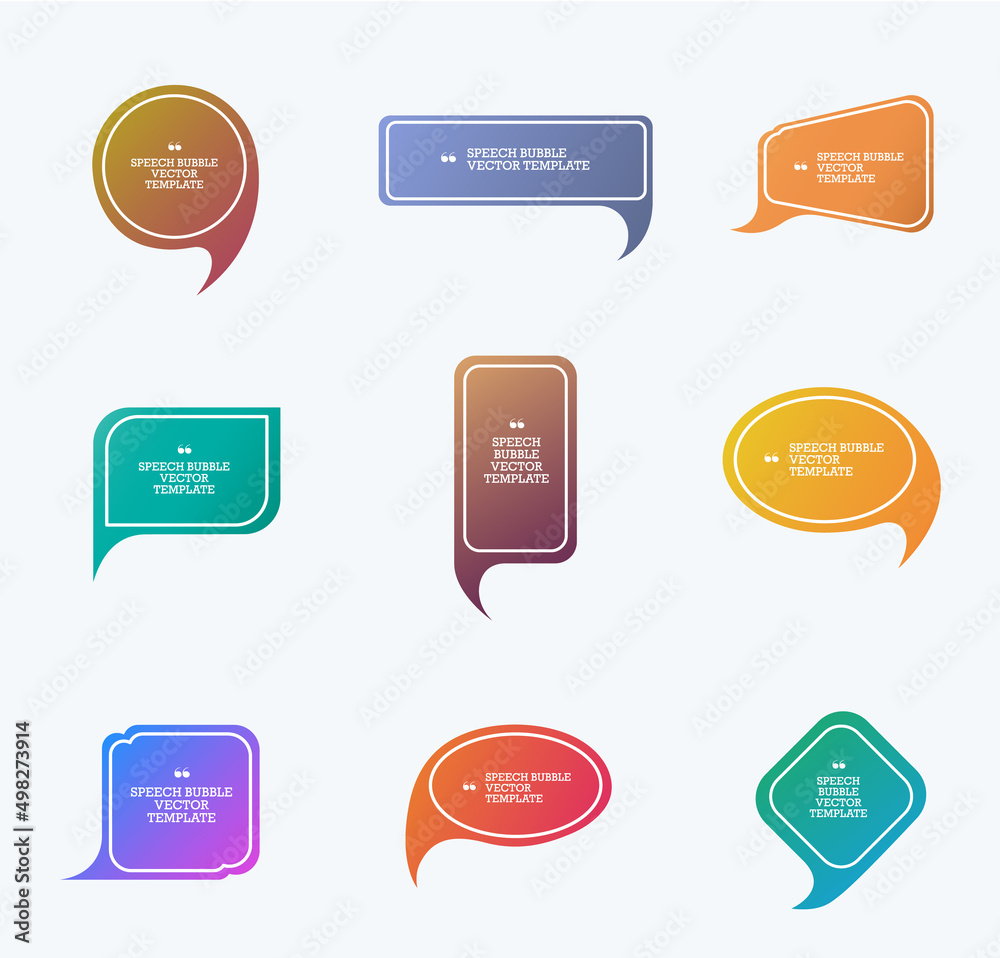 Poster Set of vector colored speech bubbles with gradient.