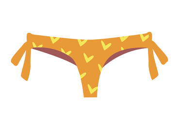 Women Tankini Underpants Isolated on White Background. Yellow Female Underwear with Heart Print , Lingerie Panties