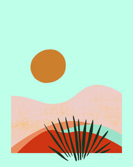 Blue Sky Desert Illustration Canvas Print