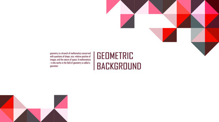 geometric background for presentation, abstract, desktop, triangle, shape, square, round, diamond, white background with copy space in red theme color