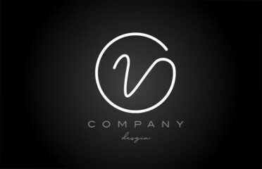 Obraz premium black and white V alphabet letter logo icon design. Handwritten creative template for company and business