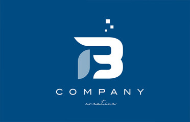 B alphabet letter logo icon design. Blue white creative template for business and company