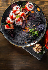 fish sushi roll in plate