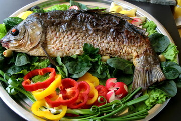 grilled fish with vegetables