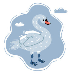 Vector illustration of profile of swan