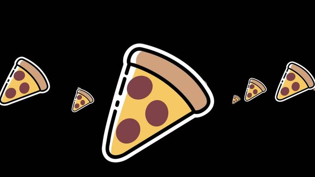 Animation of pizza icons on black background