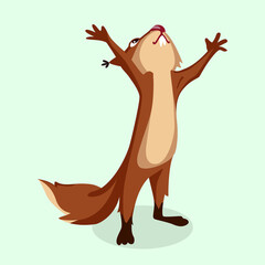Cute squirrel frustrated throw hands up illustration cartoon character © Ola