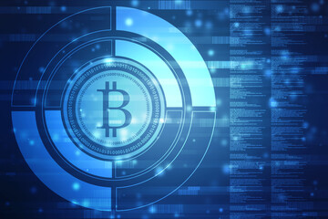 Global Abstract Bitcoin Crypto Currency Blockchain Technology World Map Background Illustration