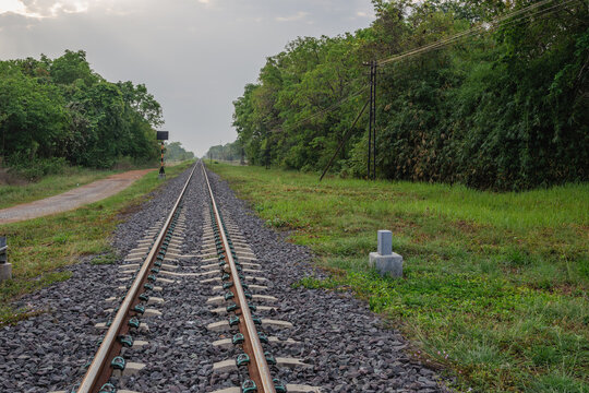 The long railway in the forest