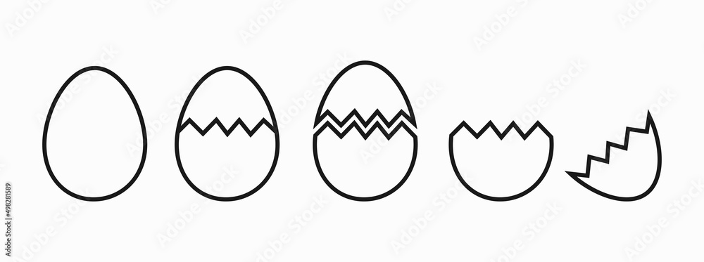 Wall mural egg hatching cracking stages line icons. - Wall murals