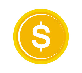 Gold coin icon. Money design. Gold dollar flat symbol. Vector illustration
