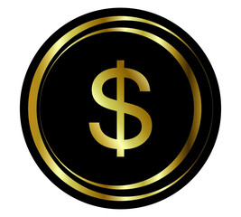 Gold coin icon. Money design. Gold dollar flat symbol. Vector illustration