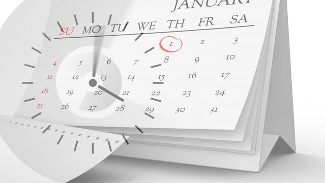 Animation of clock over calendar