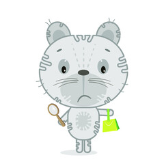  Funny animals, cute bear, badge, emblem, sticker. Cartoon character, illustration.