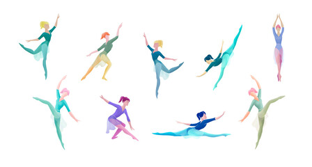 Illustration set of women ballet dancers in different positions and jumps © S E P A R I S A