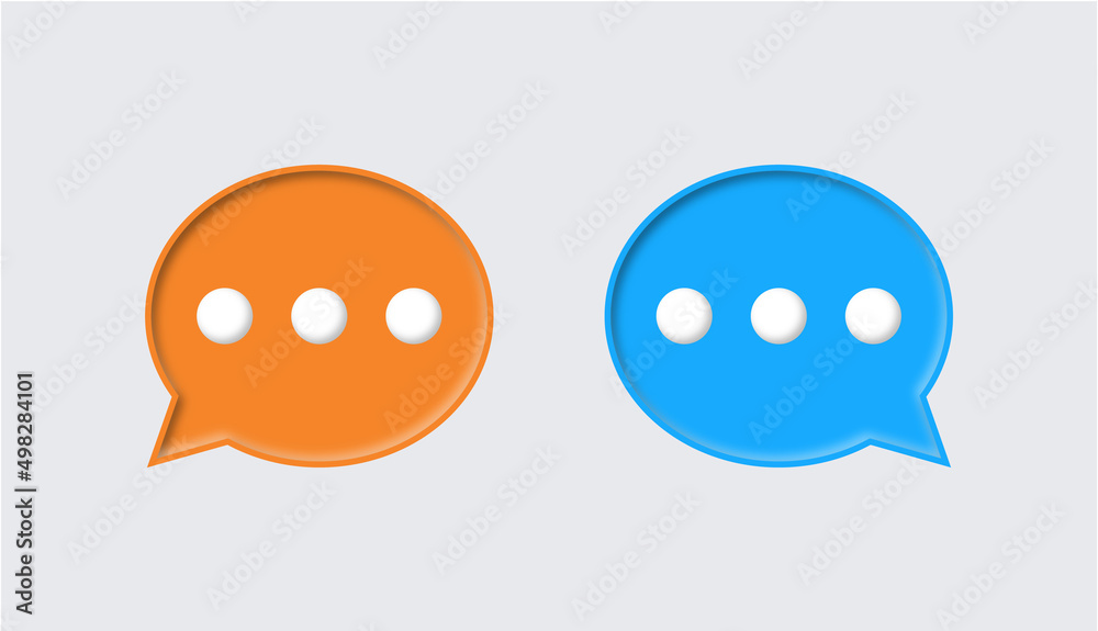 Fototapete 3d message chat speech bubble with three points in 3d modern dialogue bubbles or 3d bubble chat. typing in a chat bubble icon