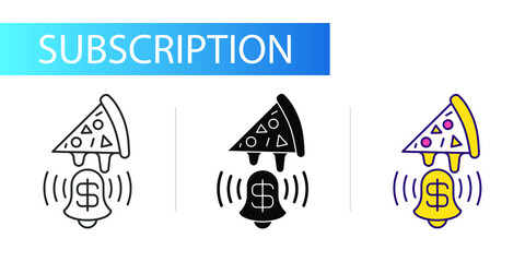 subscription food delivery. Icons set