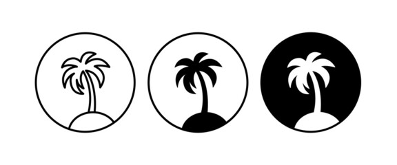 Palm vector, sign, symbol, logo, editable stroke, flat design style isolated on white, Travel logo template. Palm Tree Summer