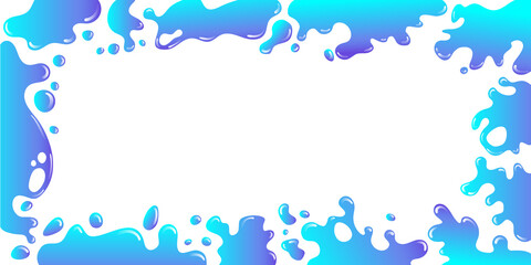 Obraz premium Turquoise blue wide water splatter splash frame, vector illustration