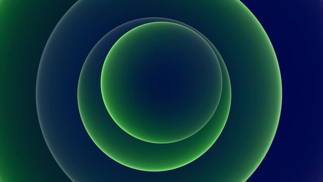 Abstract graphic gradient circle loop background in green and blue. Concept 3D animation for product showcase templates, packshots, and minimalist info space copy on social media banner advertising
