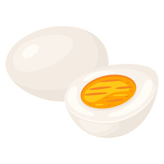 Illustration of boiled egg cut. Image for food and agricultural industries.