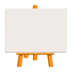 Illustration of easel with canvas. Painter tool and material. Art supply for creativity.