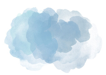 Fototapeta na wymiar Watercolor blue and gray clouds. Watercolor abstract Blots on white background. Colorful gradient Blobs, mottled blurred splashes